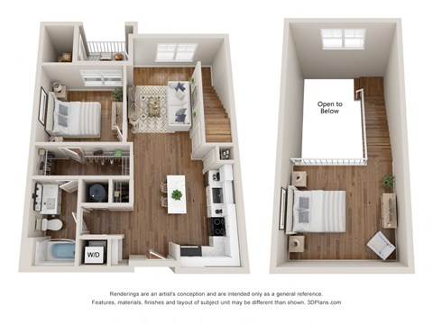 Floor plan for 1 bed, 1 bath, 918 sqft